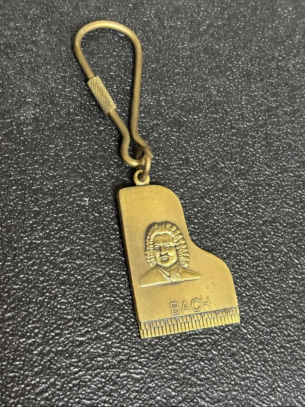Bach Piano Key Shaped Brass Keychain A.I.M. PGH PA USA 1986